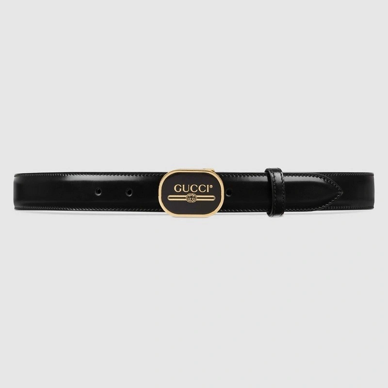 GUCCI Leather belt with Gucci Print buckle 547754