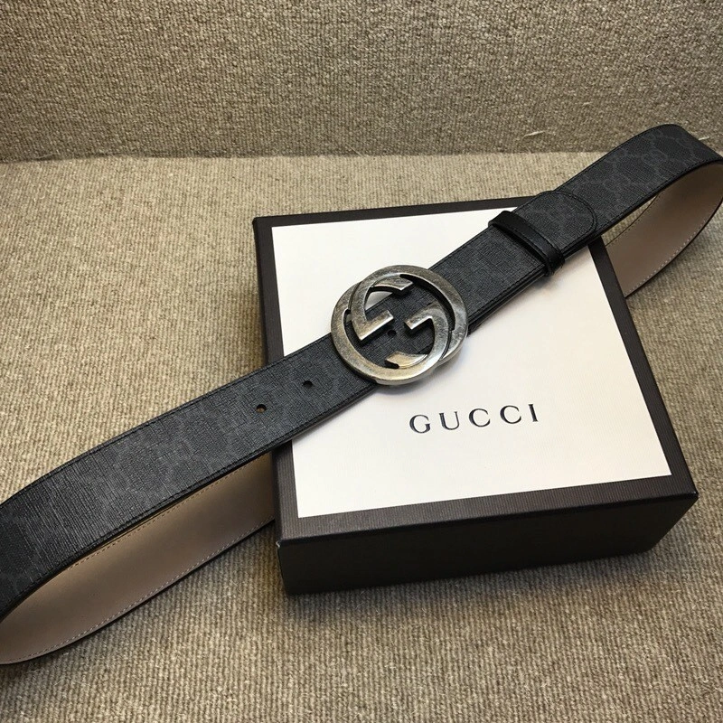 Gucci Interlocking G buckle high-grade artificial canvas belt 411924