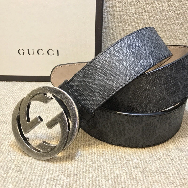 Gucci Interlocking G buckle high-grade artificial canvas belt 411924