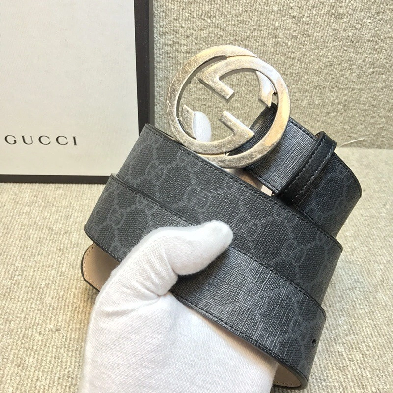 Gucci Interlocking G buckle high-grade artificial canvas belt 411924