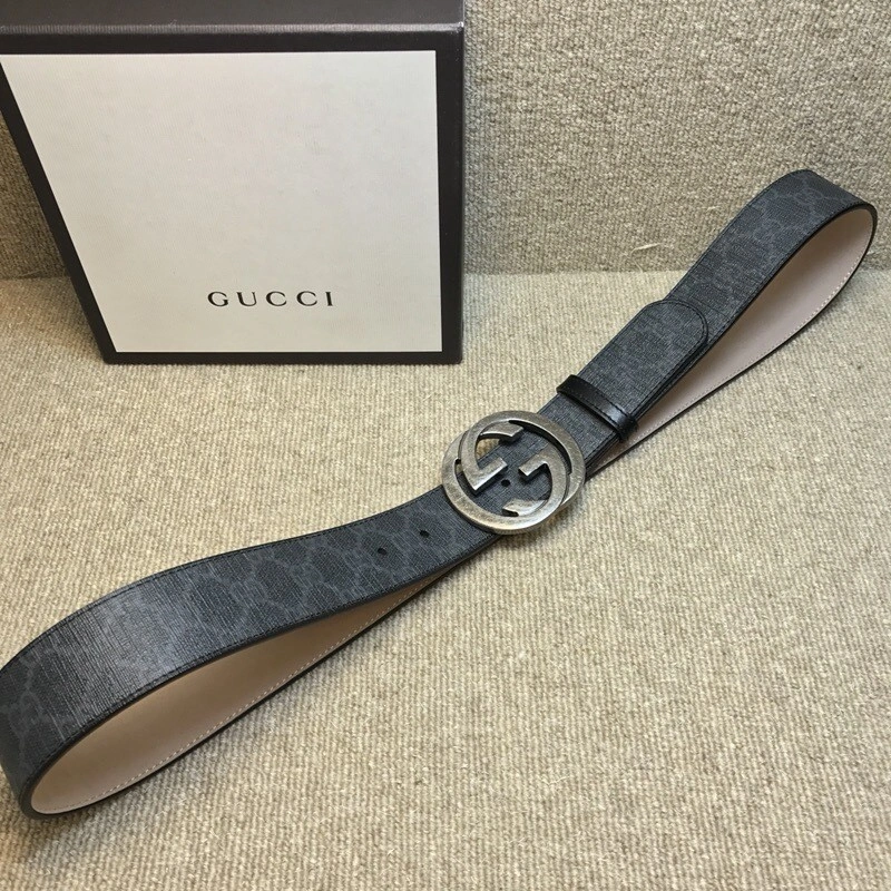 Gucci Interlocking G buckle high-grade artificial canvas belt 411924