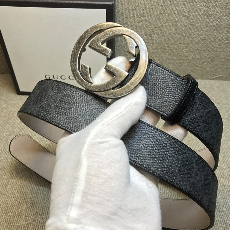 Gucci Interlocking G buckle high-grade artificial canvas belt 411924