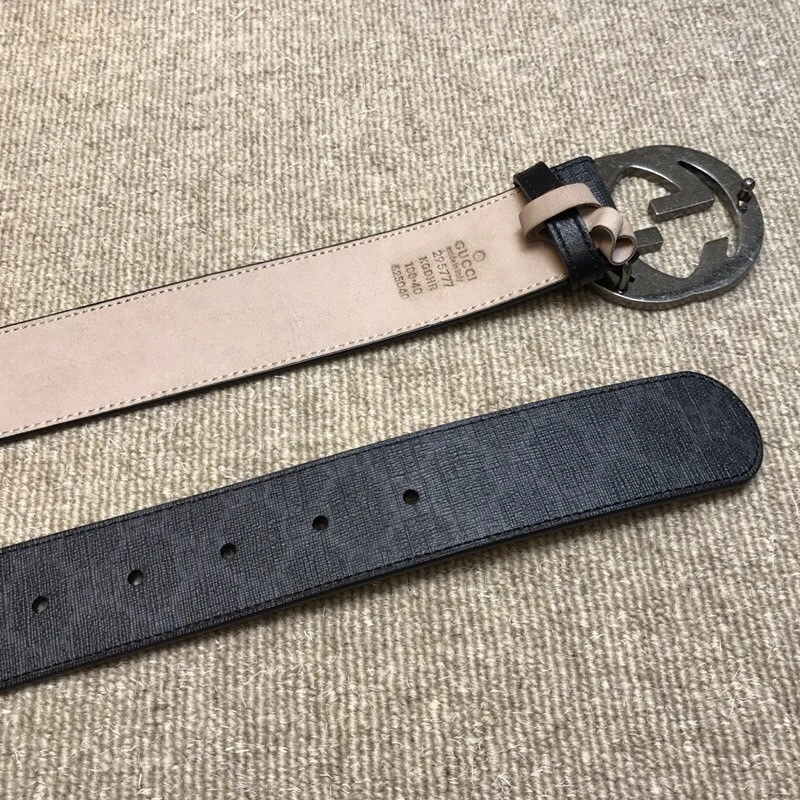 Gucci Interlocking G buckle high-grade artificial canvas belt 411924