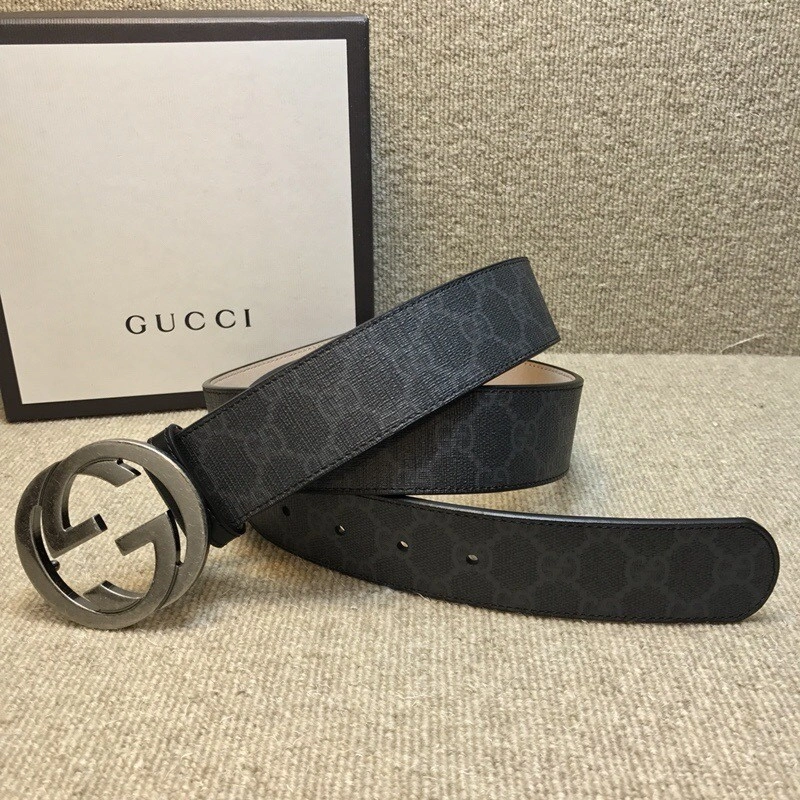 Gucci Interlocking G buckle high-grade artificial canvas belt 411924