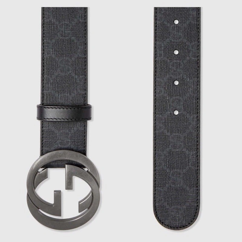 Gucci Interlocking G buckle high-grade artificial canvas belt 411924