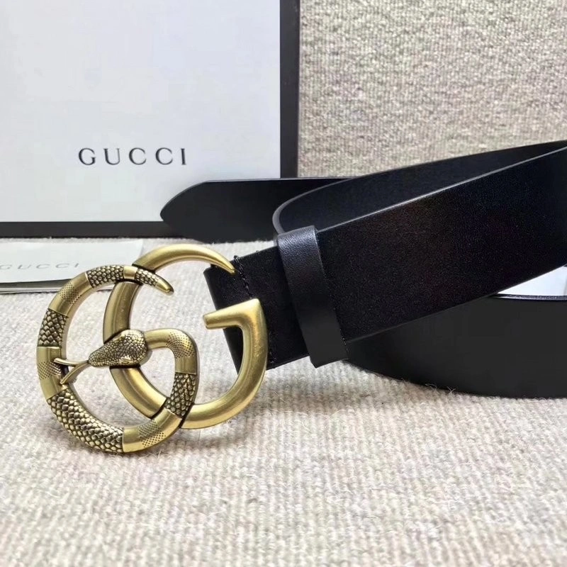 Gucci Leather belt with Double G buckle with snake 458949