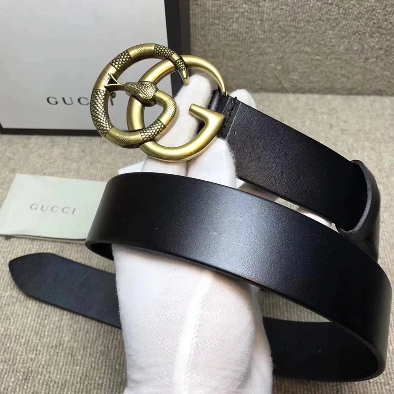 Gucci Leather belt with Double G buckle with snake 458949