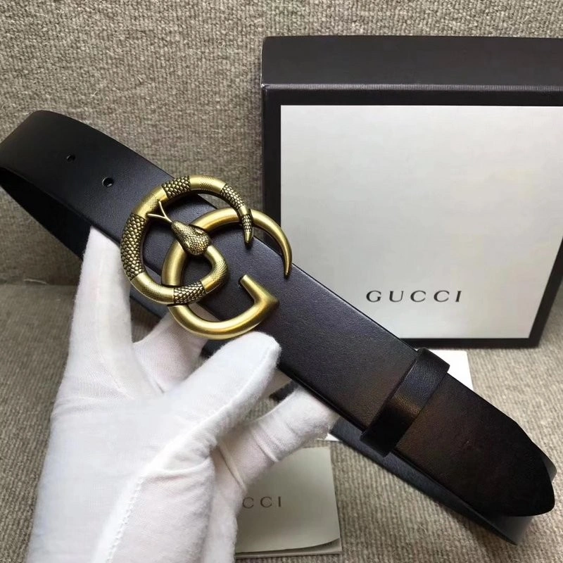 Gucci Leather belt with Double G buckle with snake 458949