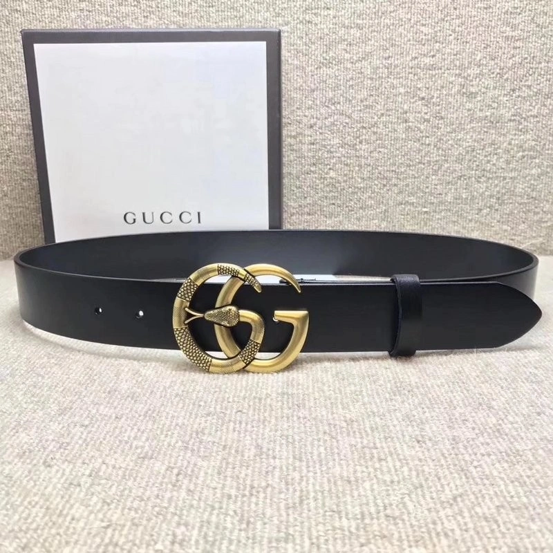 Gucci Leather belt with Double G buckle with snake 458949