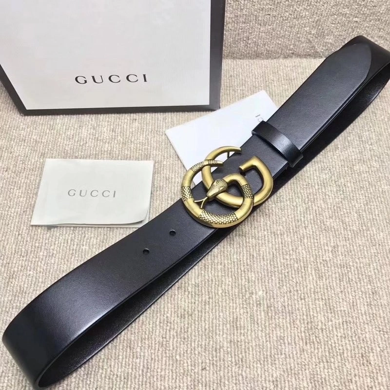 Gucci Leather belt with Double G buckle with snake 458949