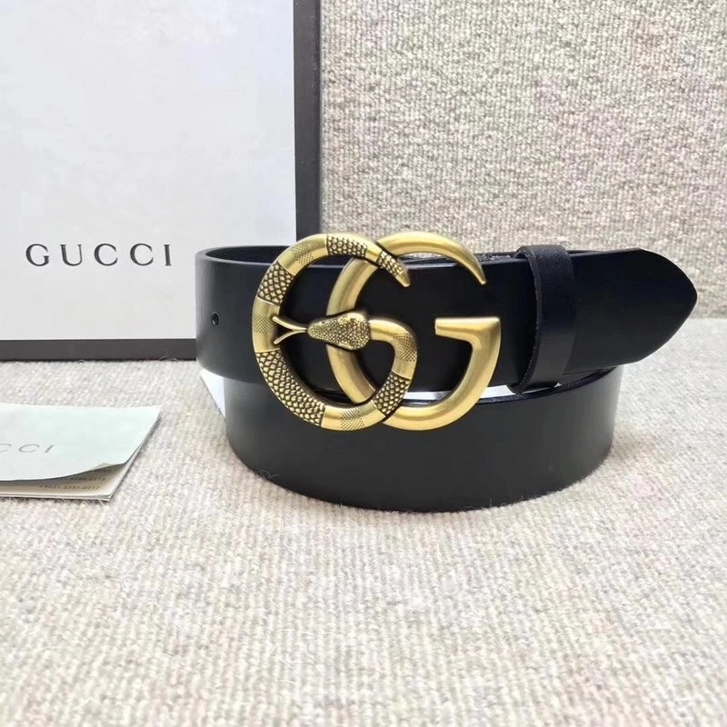Gucci Leather belt with Double G buckle with snake 458949