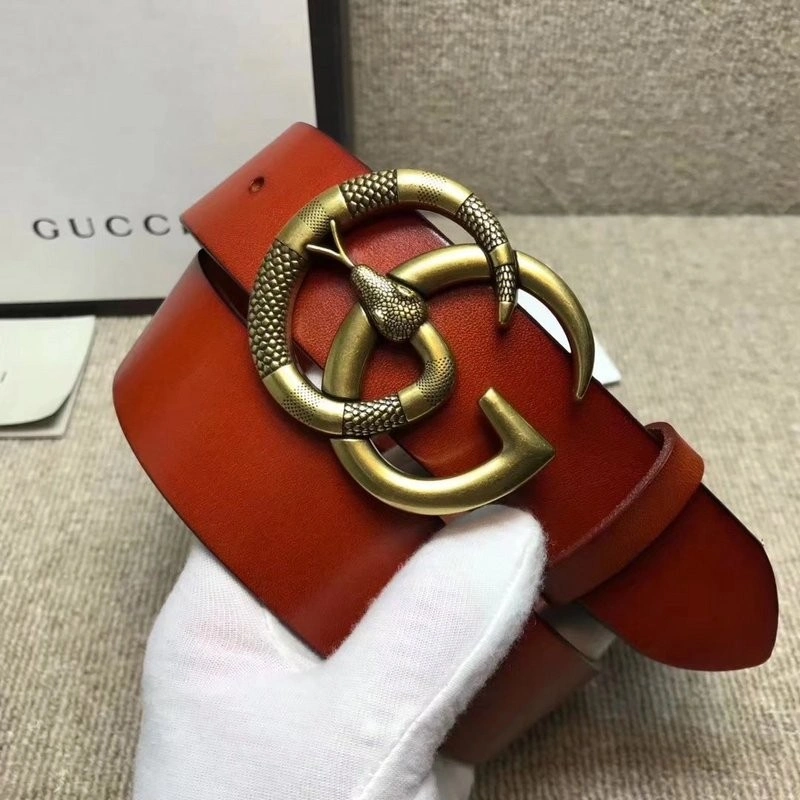 Gucci Leather belt with Double G buckle with snake 458949
