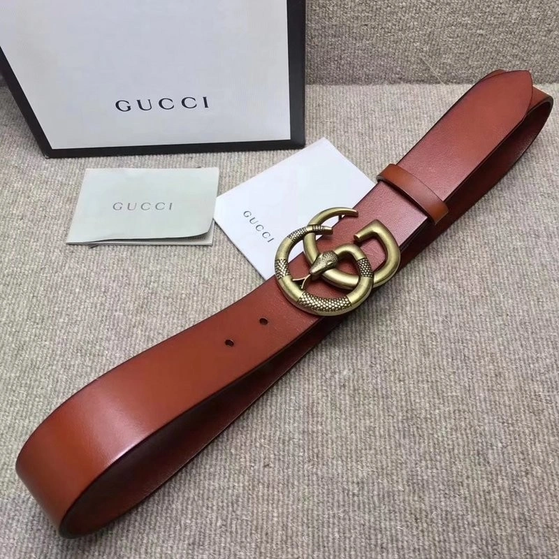 Gucci Leather belt with Double G buckle with snake 458949