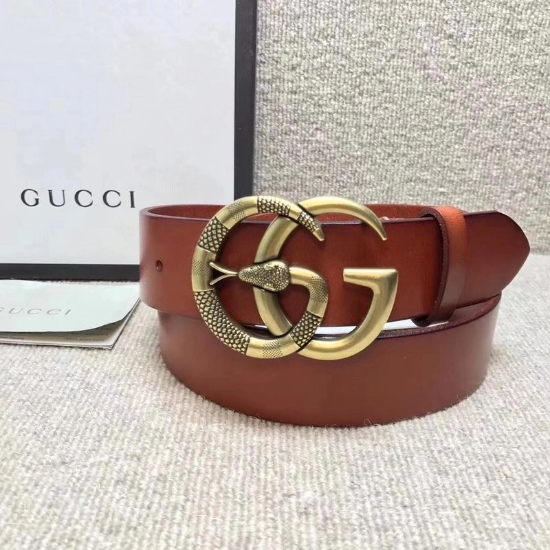 Gucci Leather belt with Double G buckle with snake 458949