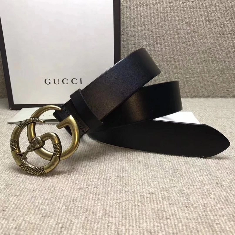 Gucci Leather belt with Double G buckle with snake 458949
