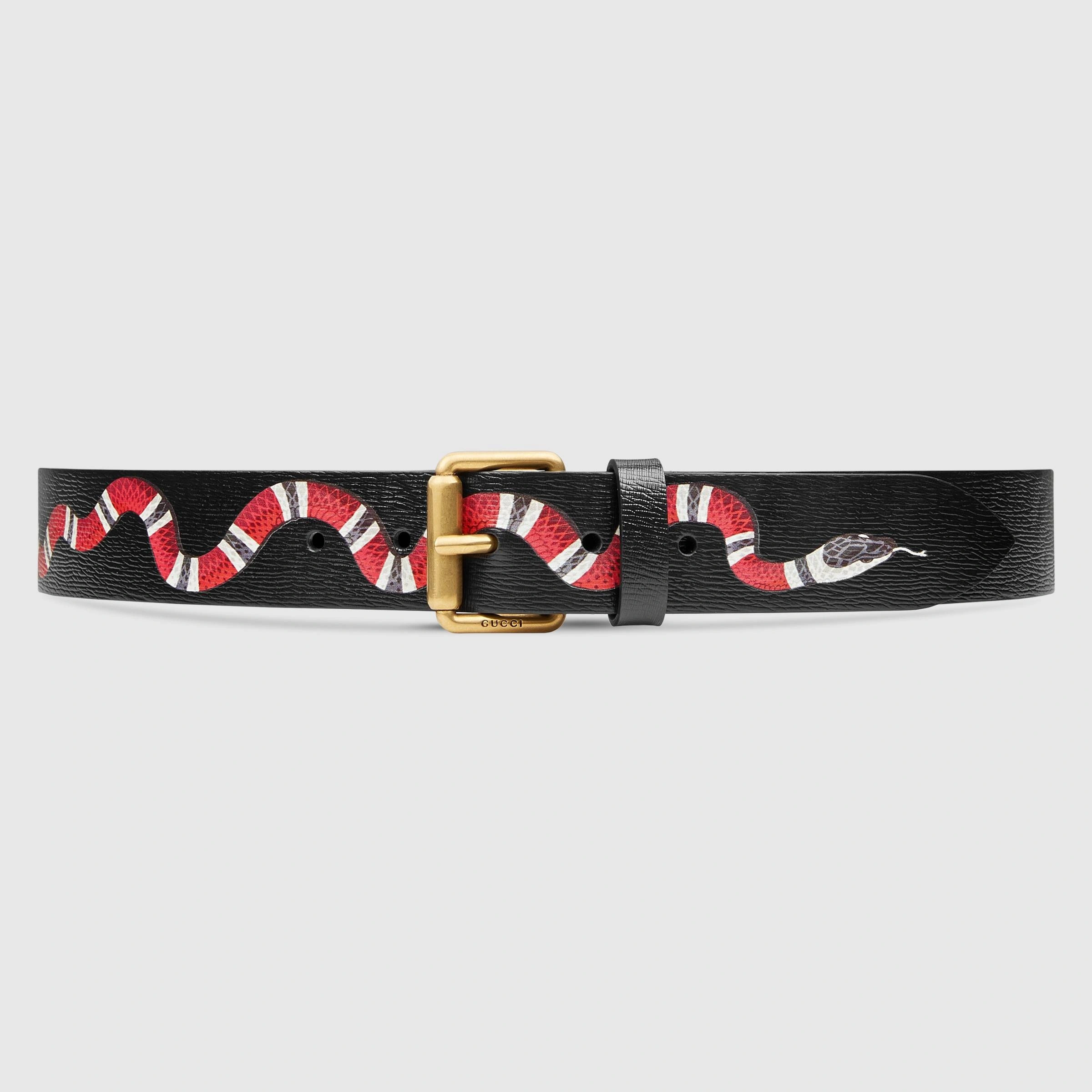 Gucci Leather belt with Kingsnake 434520