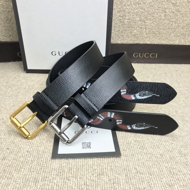Gucci Leather belt with Kingsnake 434520