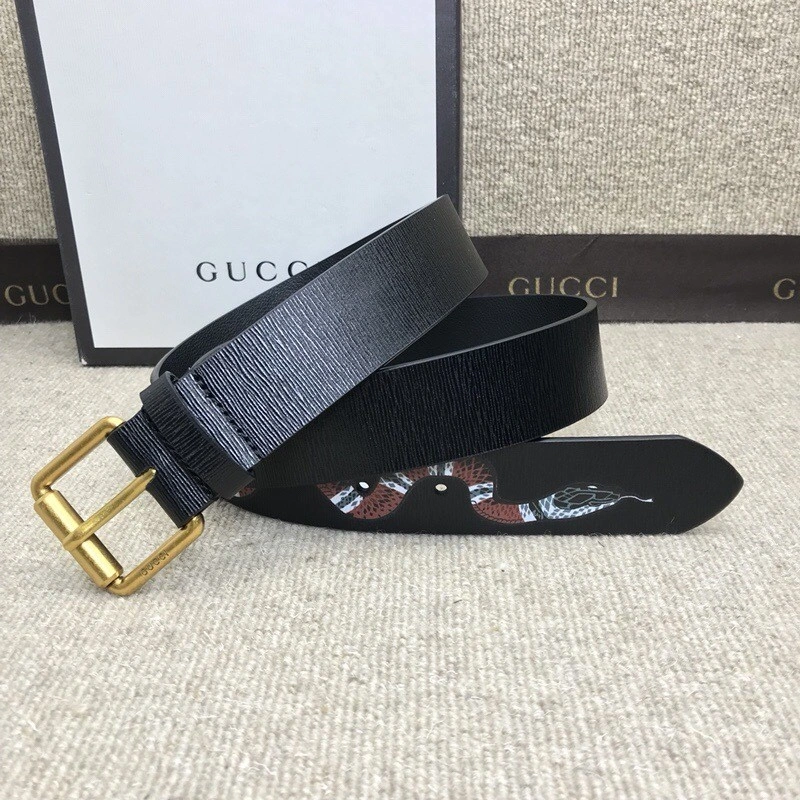 Gucci Leather belt with Kingsnake 434520
