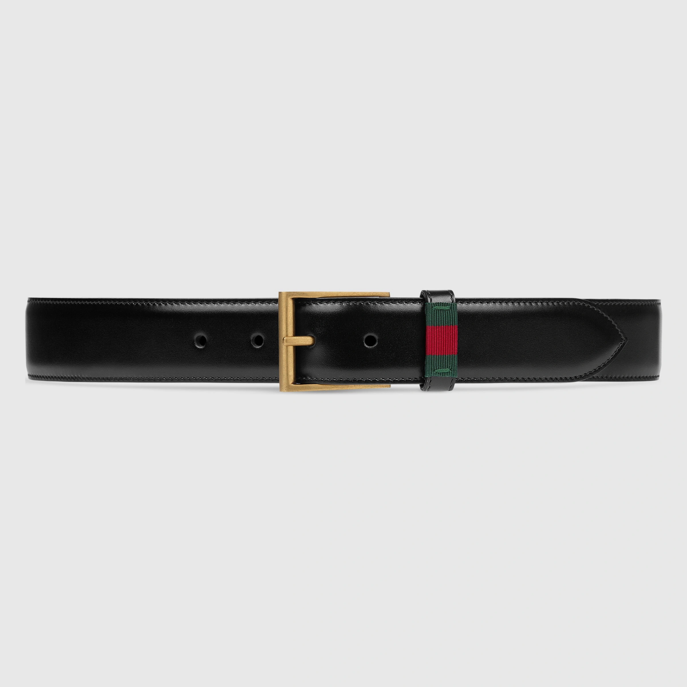 Gucci Leather belt with Web W495125