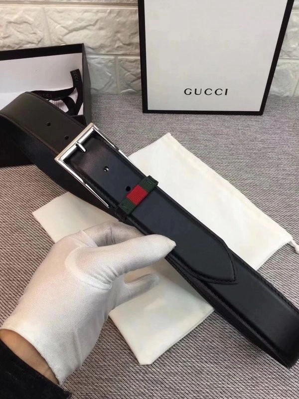 Gucci Leather belt with Web W495125