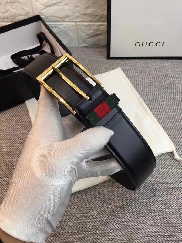 Gucci Leather belt with Web W495125