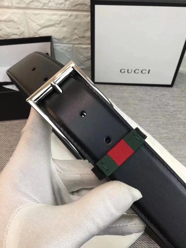 Gucci Leather belt with Web W495125