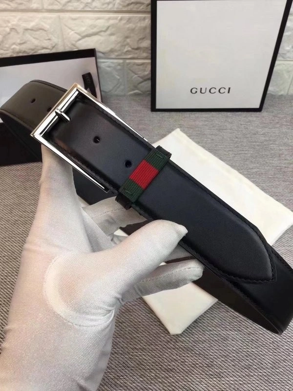 Gucci Leather belt with Web W495125