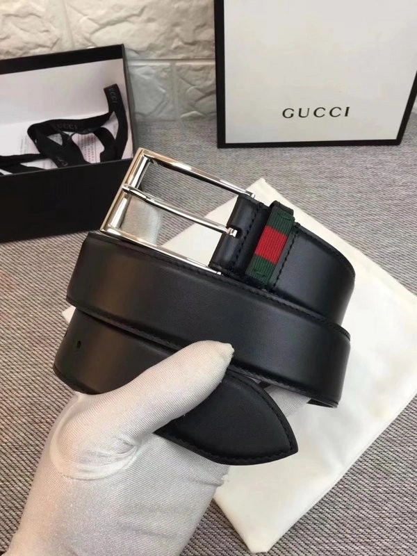 Gucci Leather belt with Web W495125
