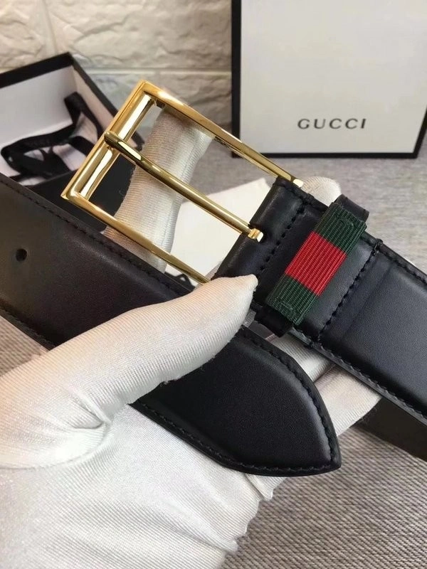 Gucci Leather belt with Web W495125