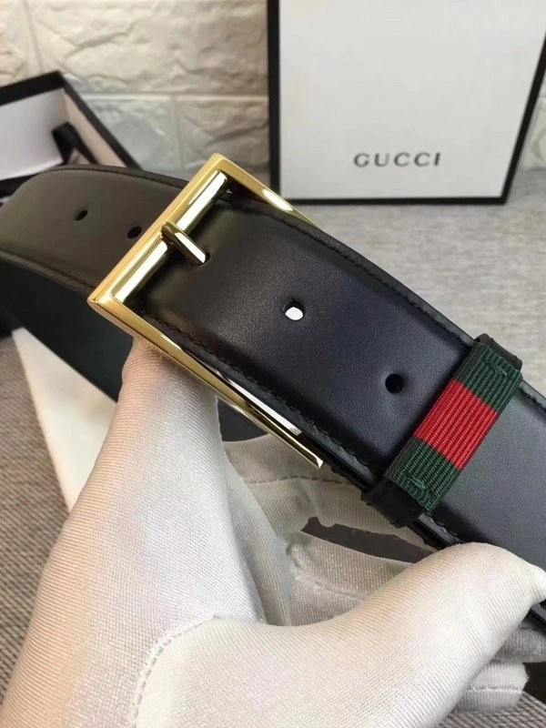 Gucci Leather belt with Web W495125