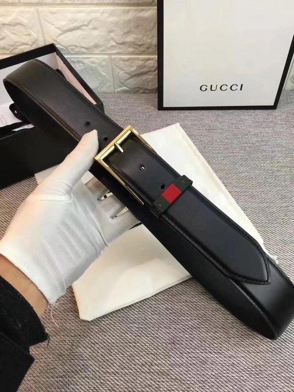 Gucci Leather belt with Web W495125