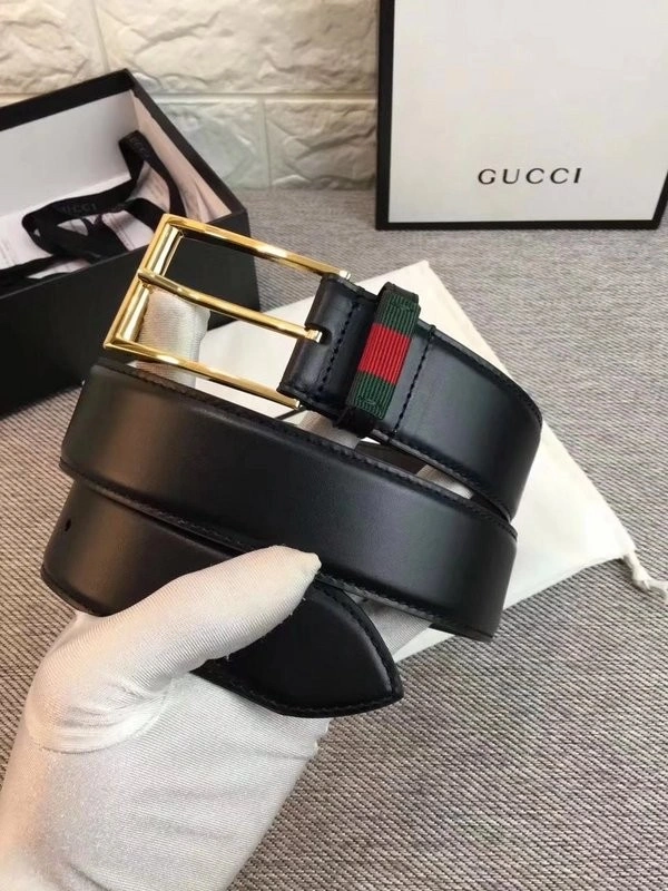 Gucci Leather belt with Web W495125