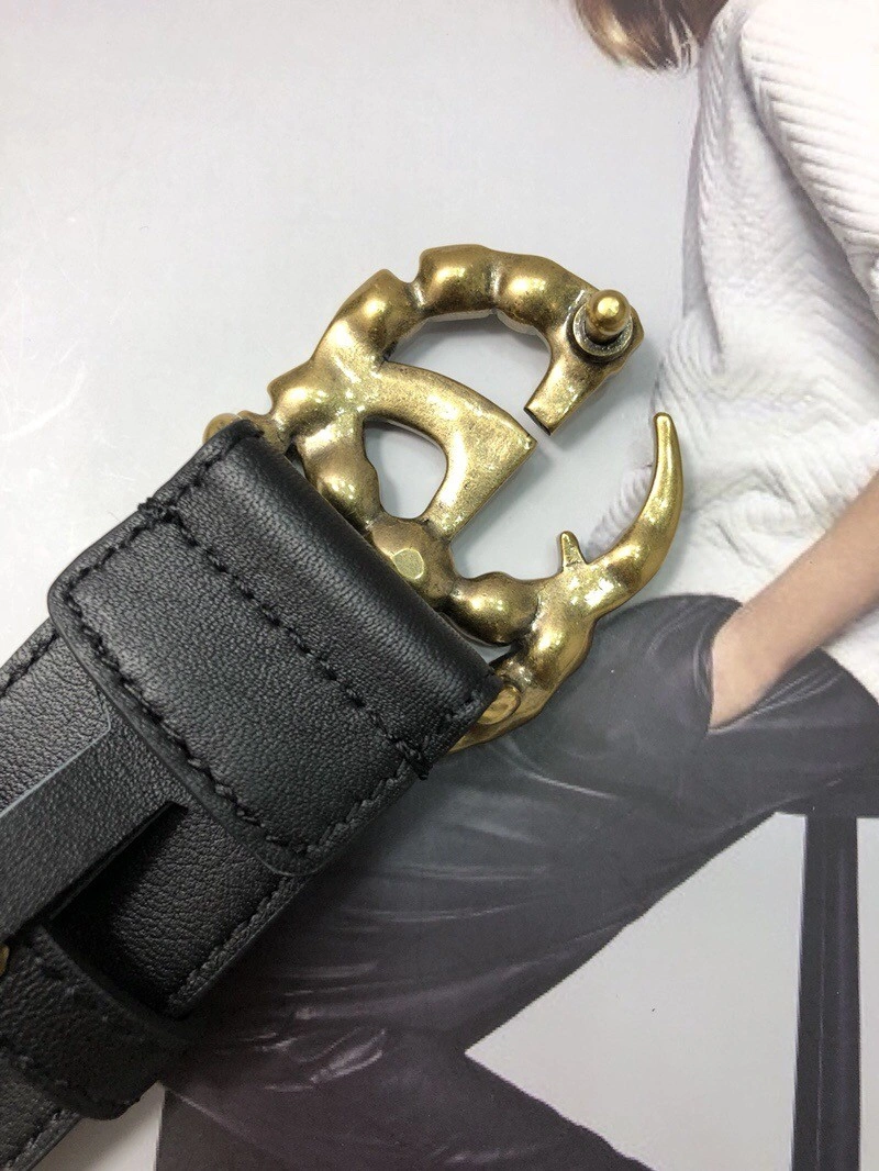 Gucci Leather belt with crystal Double G buckle 513183