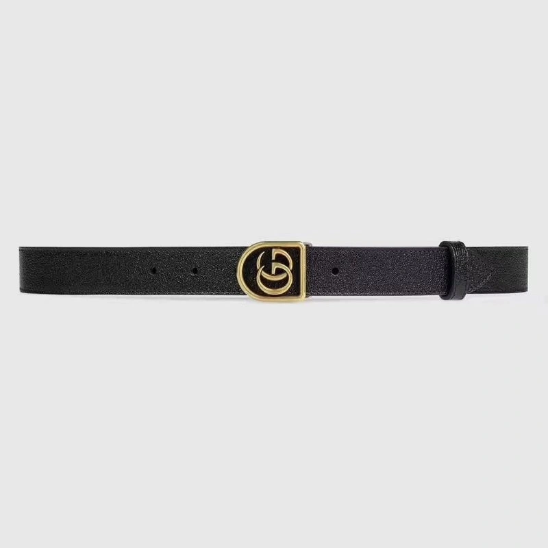 Gucci ‎Leather belt with framed Double G 495128