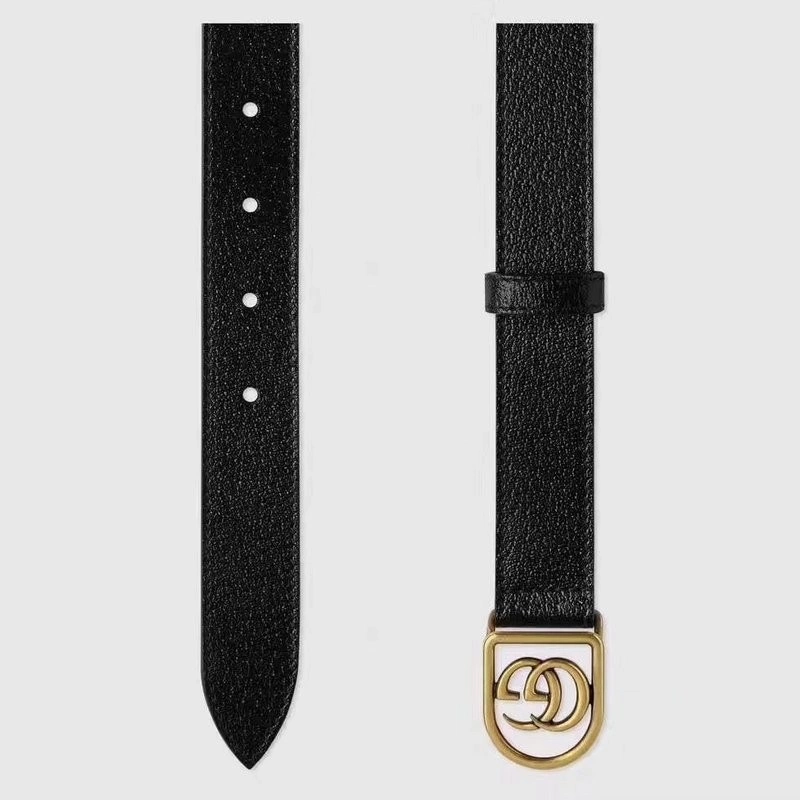 Gucci ‎Leather belt with framed Double G 495128