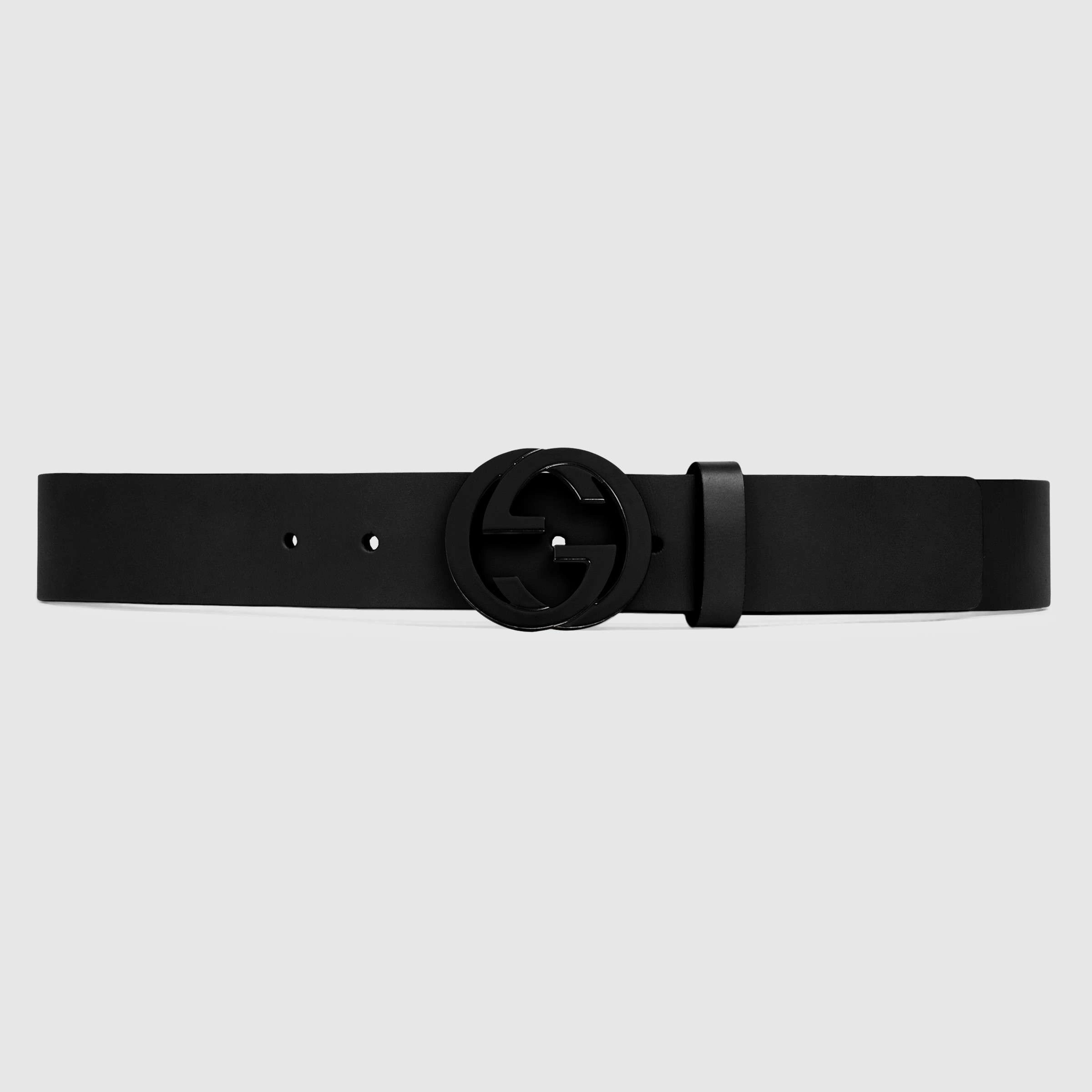 Gucci Leather belt with interlocking G buckle 368186