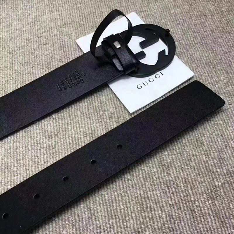 Gucci Leather belt with interlocking G buckle 368186
