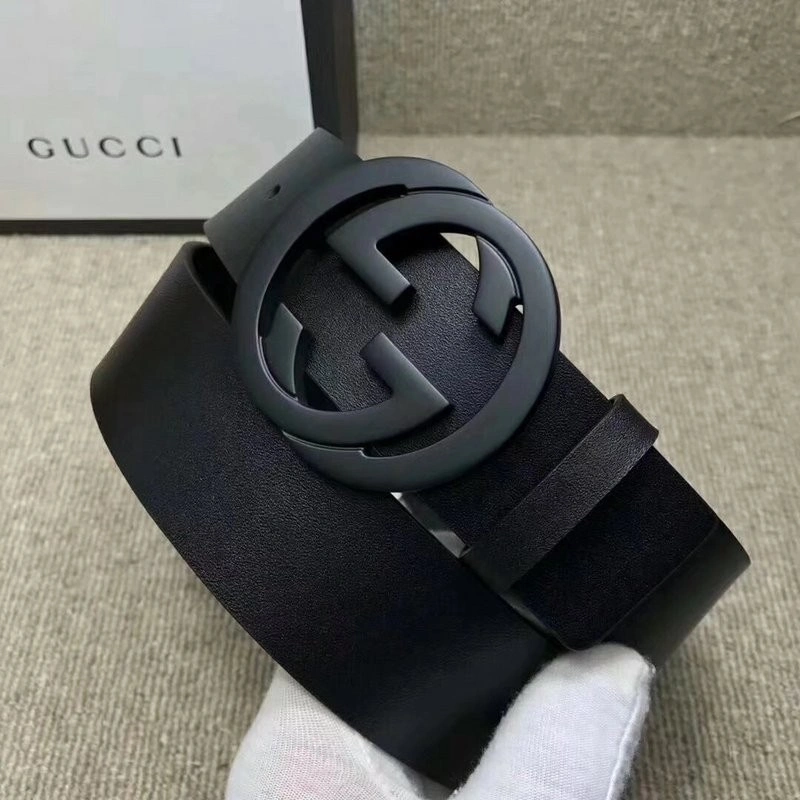 Gucci Leather belt with interlocking G buckle 368186
