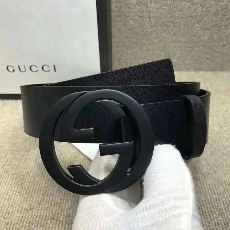 Gucci Leather belt with interlocking G buckle 368186