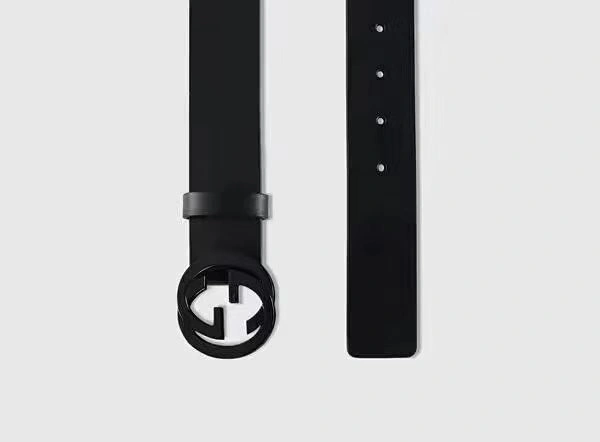 Gucci Leather belt with interlocking G buckle 368186