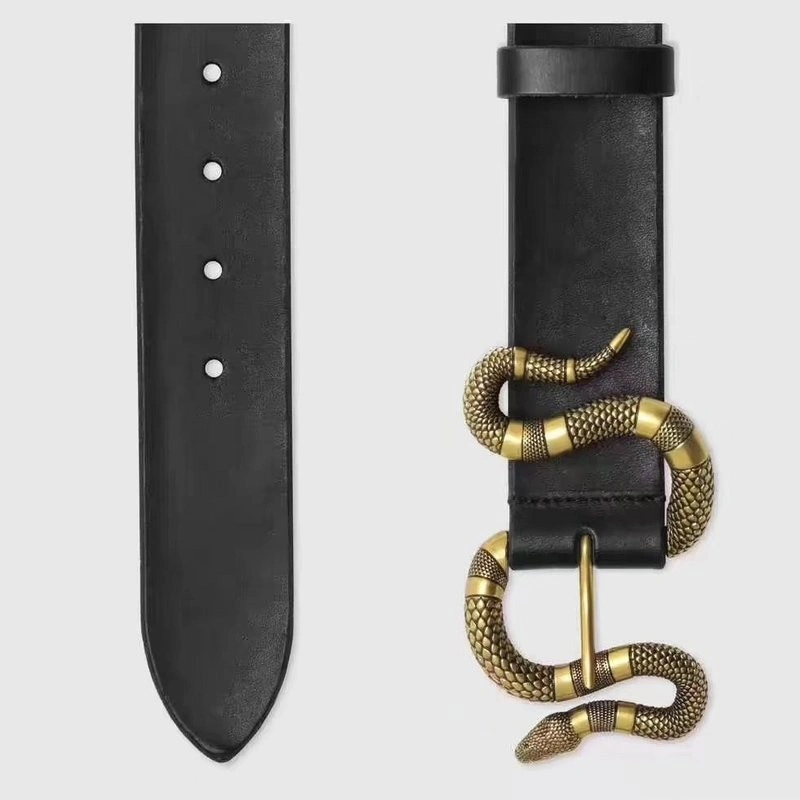 Gucci Leather belt with snake buckle 458935