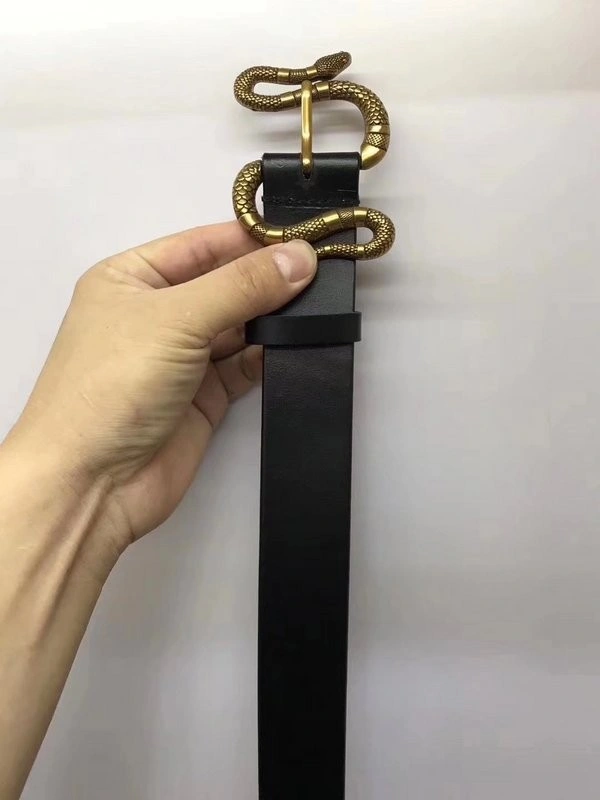 Gucci Leather belt with snake buckle 458935