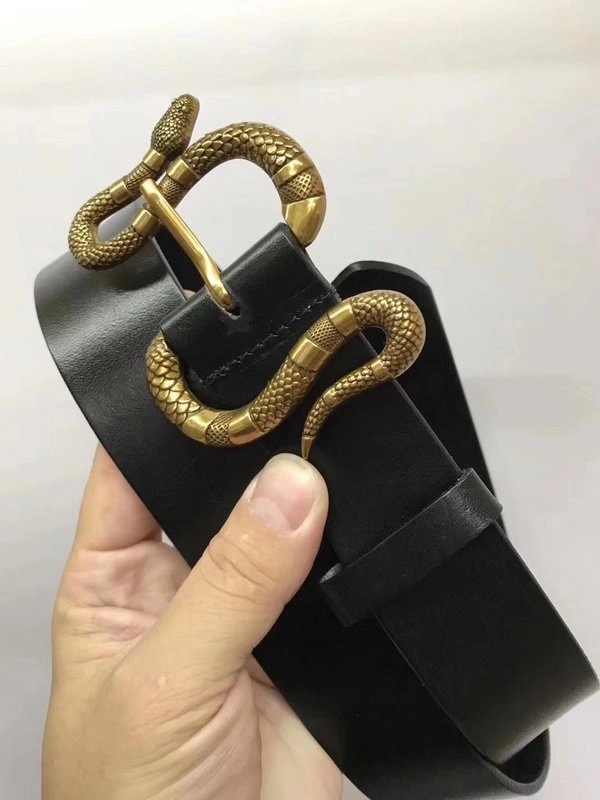 Gucci Leather belt with snake buckle 458935