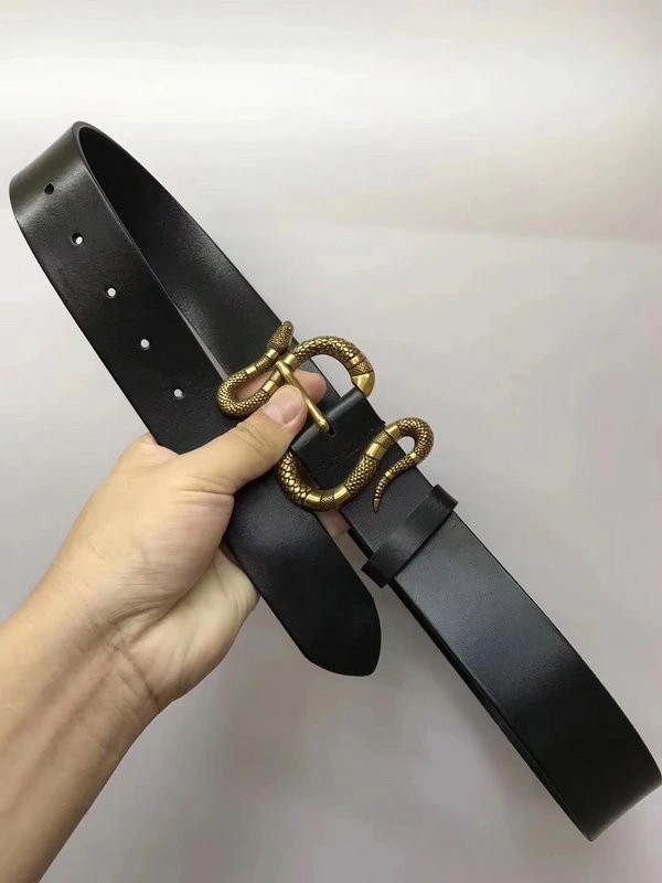 Gucci Leather belt with snake buckle 458935