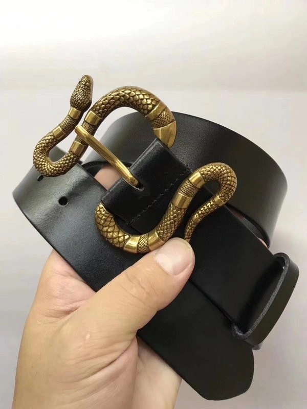 Gucci Leather belt with snake buckle 458935