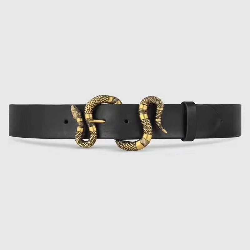 Gucci Leather belt with snake buckle 458935