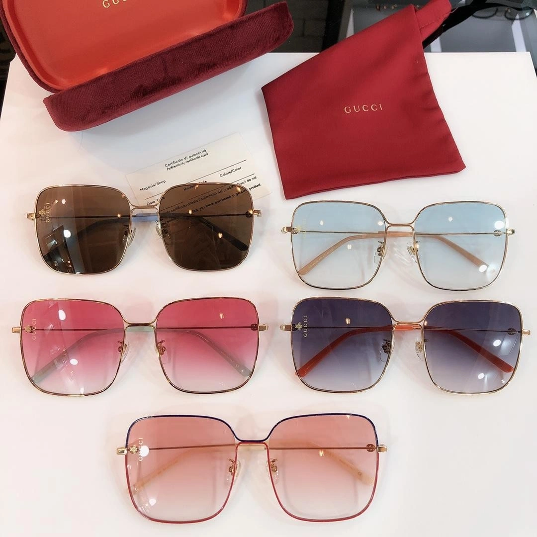 Gucci Rectangular-frame metal sunglasses 541368