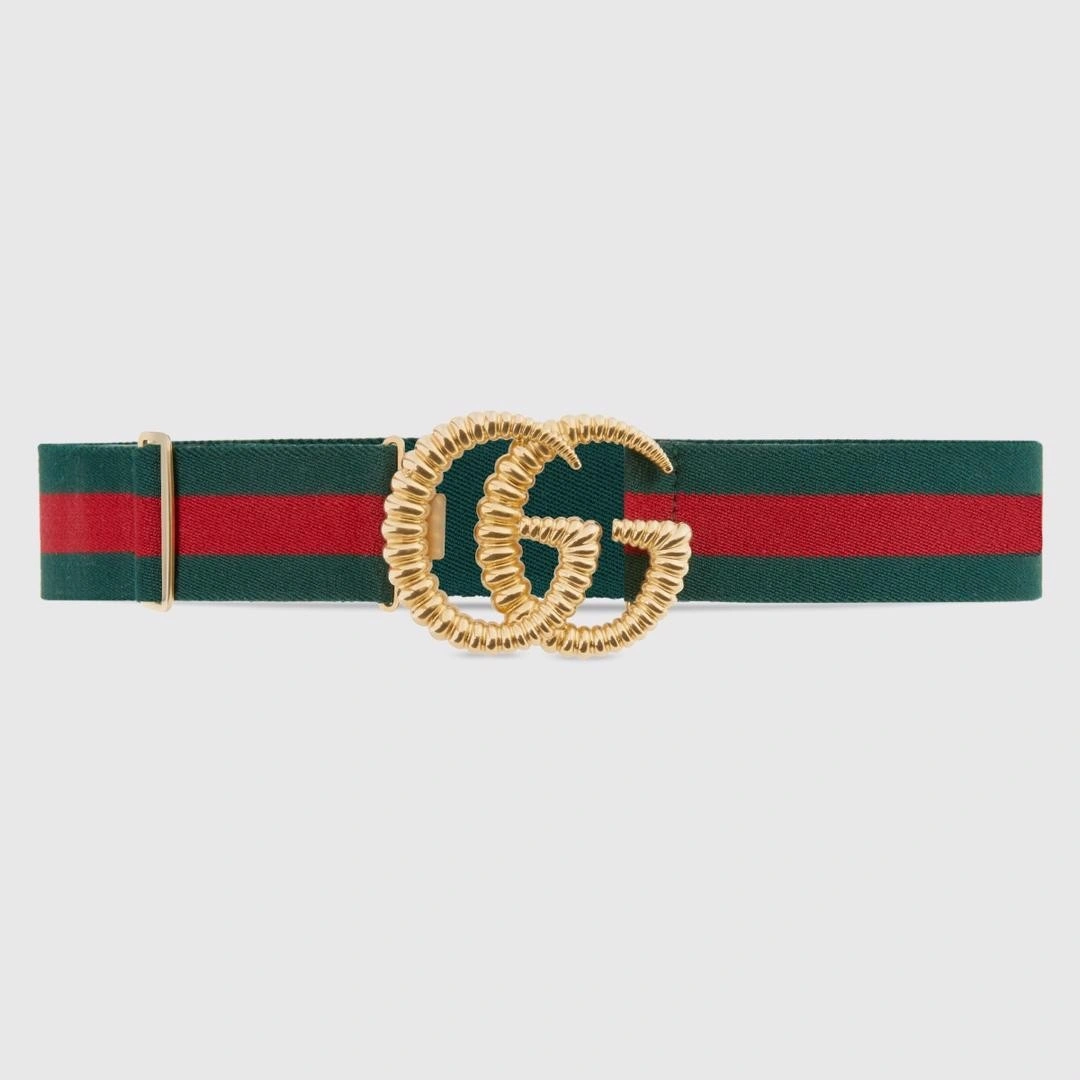 Gucci Web elastic belt with torchon Double G buckle 524101