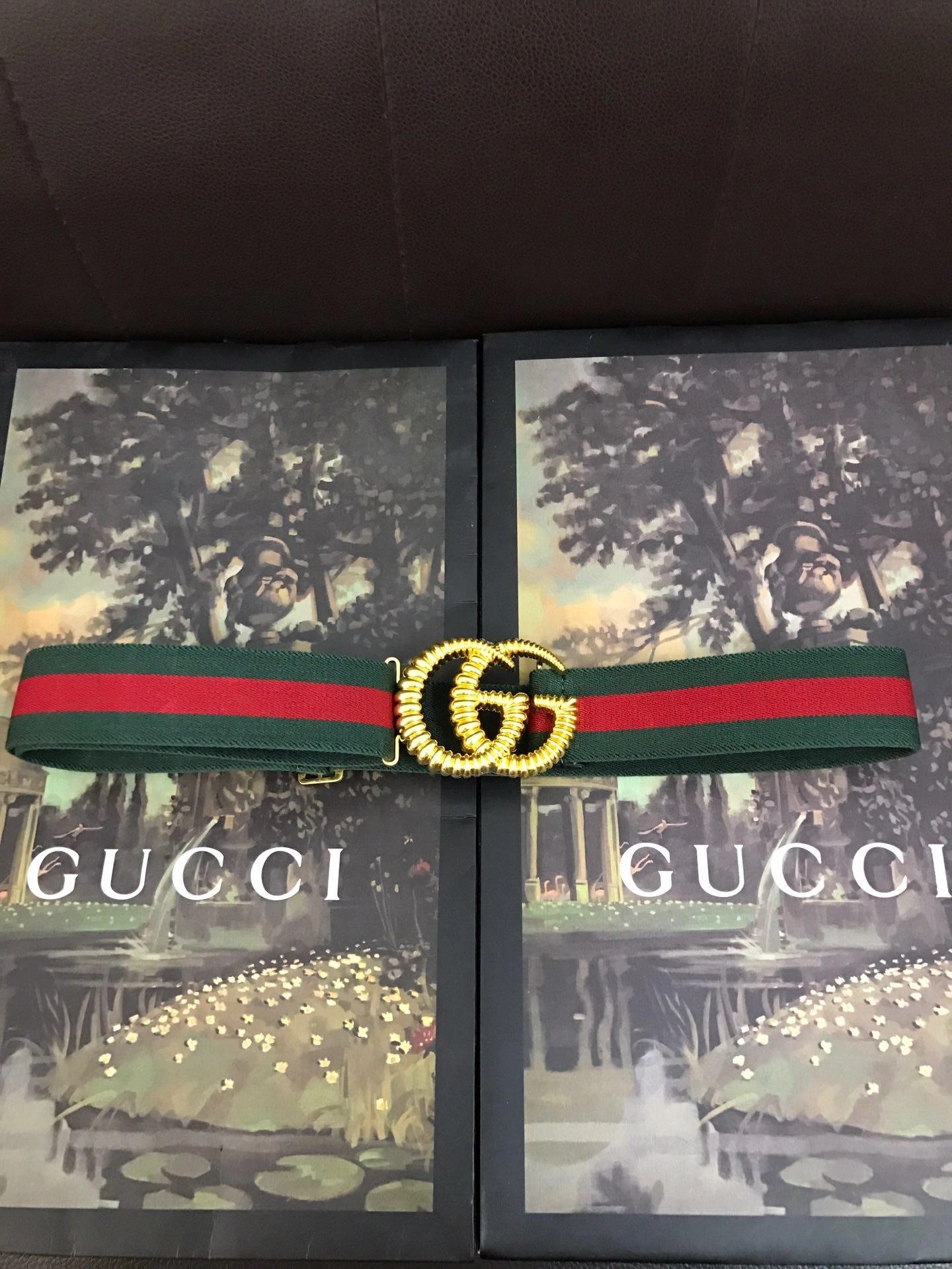 Gucci Web elastic belt with torchon Double G buckle 524101