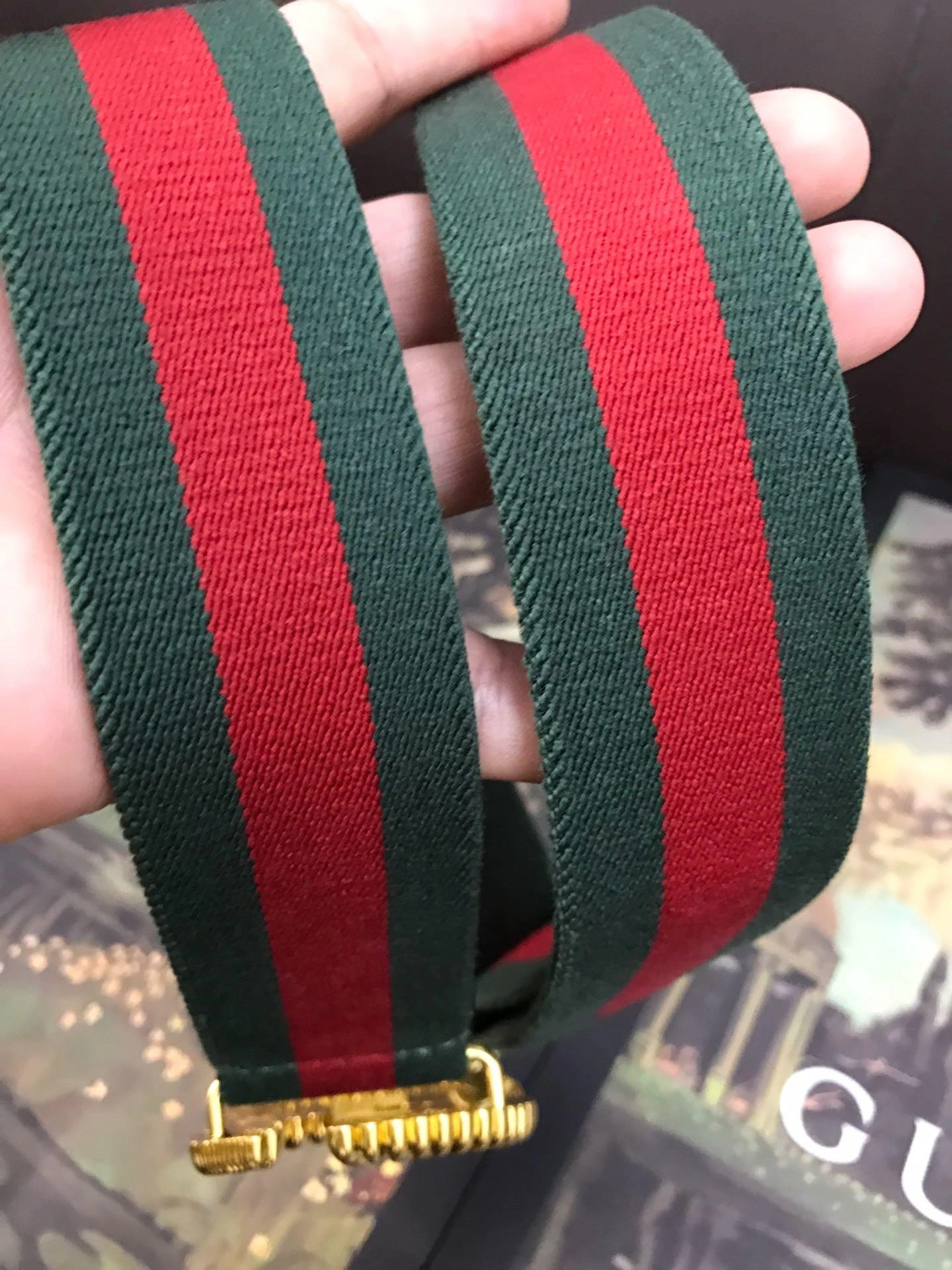 Gucci Web elastic belt with torchon Double G buckle 524101